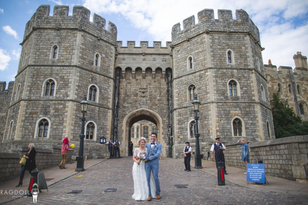 Couple outside Henry VIII gate, Windsor Castle
